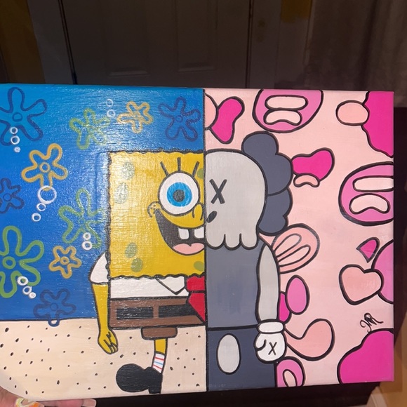 SpongeBob & kaws bape background painting - Picture 2 of 3